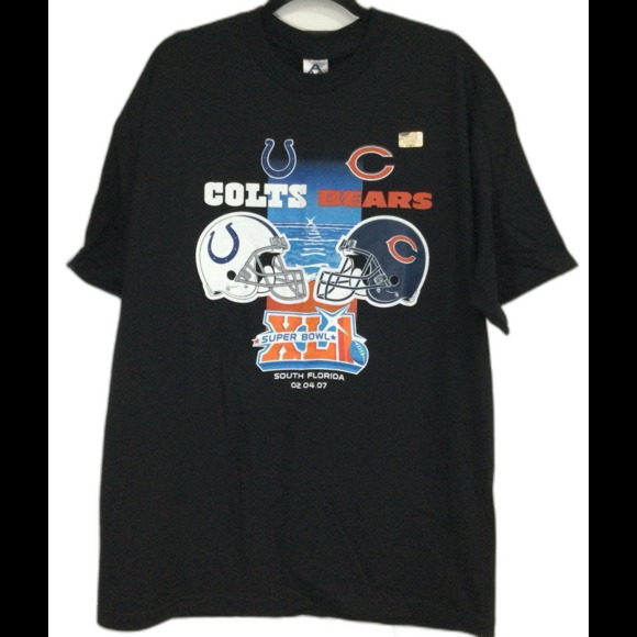 Alstyle Apparel T-Shirt Men's Size XL Black Colts vs Bears 2007 Super Bowl XLI - Picture 1 of 9